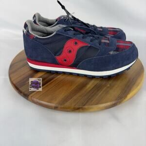 Saucony Jazz Low Pro Suede plaid AthleticShoes Training BlueRed Mens/youth siz 5